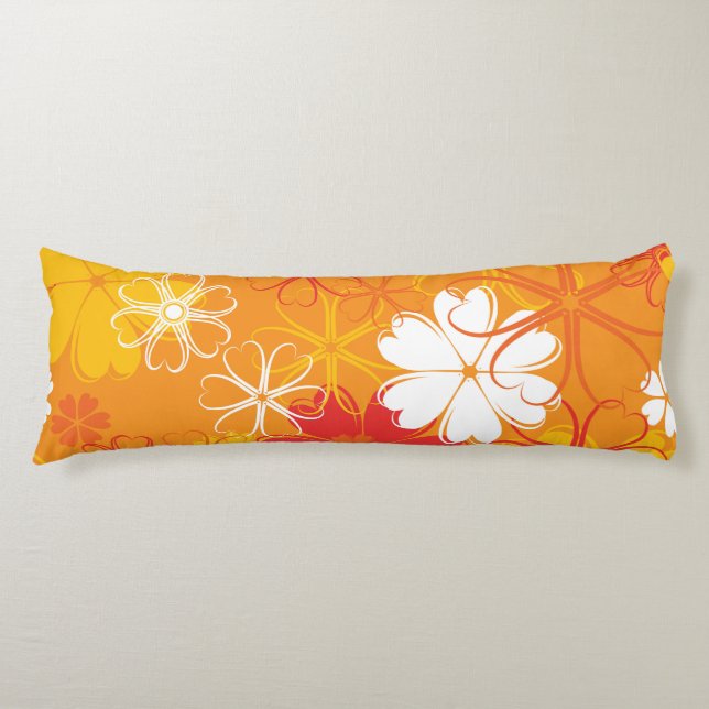 Cute Colourful Daisy Illustration Floral Pattern Body Cushion (Front)