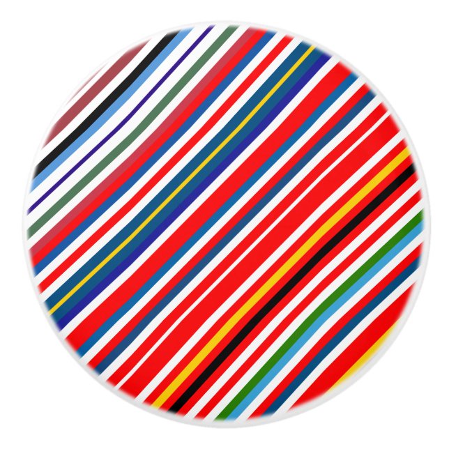 Cute colourful decorative stripes ceramic knob (Front)