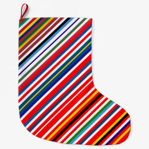 Cute colourful decorative stripes large christmas stocking