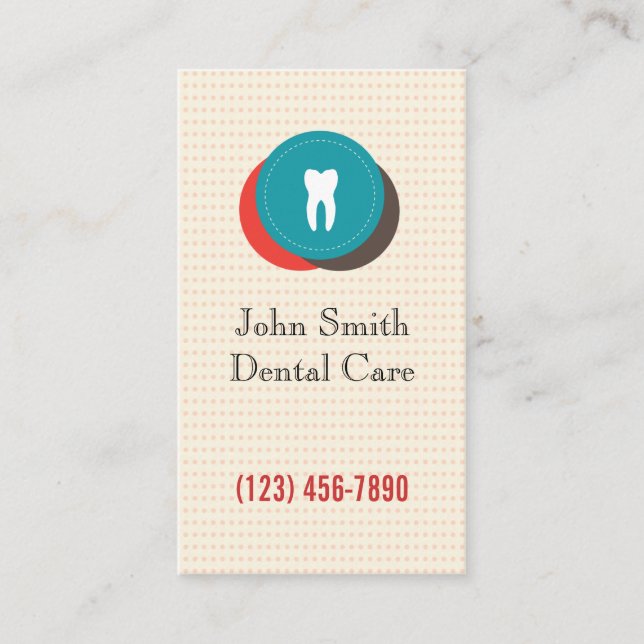 Cute Colourful Dental Care Polka Dots Business Car Business Card (Front)