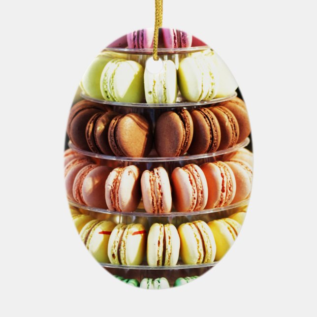 Cute Colourful Dessert French Macaron Ceramic Tree Decoration (Front)