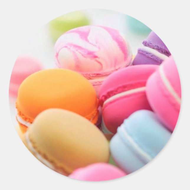 Cute Colourful Dessert French Macaron Classic Round Sticker (Front)