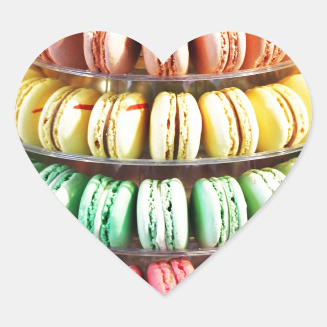 Cute Colourful Dessert French Macaron Heart Sticker (Front)