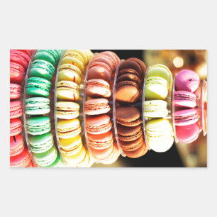 Cute Colourful Dessert French Macaron Rectangular Sticker