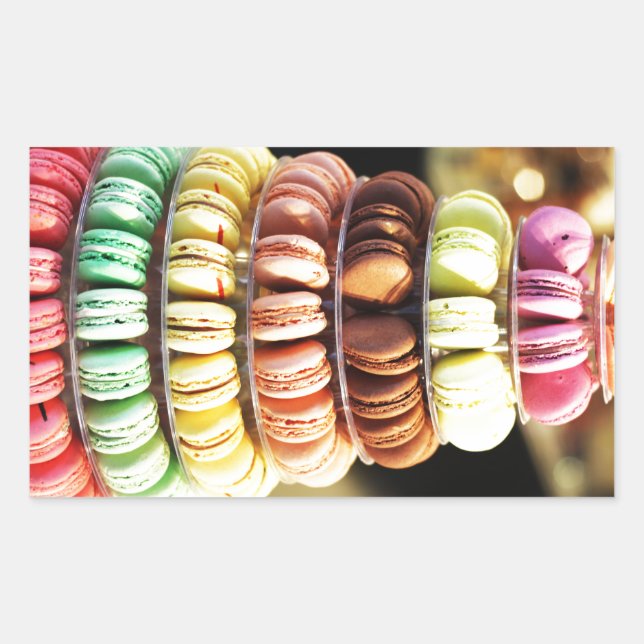 Cute Colourful Dessert French Macaron Rectangular Sticker (Front)