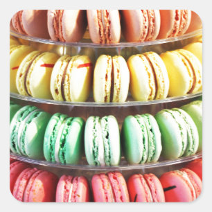 Cute Colourful Dessert French Macaron Square Sticker