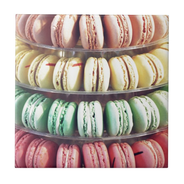 Cute Colourful Dessert French Macaron Tile (Front)