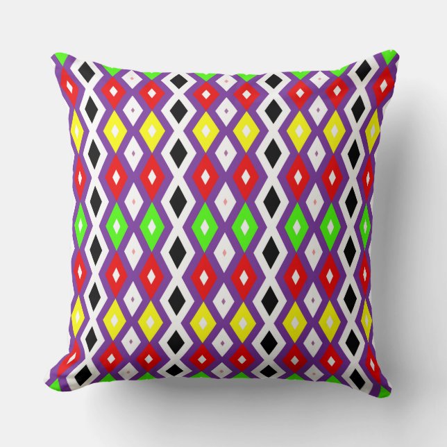 Cute colourful diamonds pattern cushion (Front)