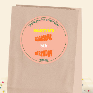 Cute Colourful Dinosaur 5th/Any Age Birthday Party Classic Round Sticker