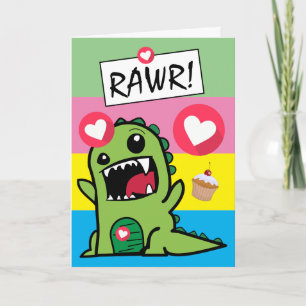 Cute Colourful Dinosaur Dino Mite Boys Birthday Card