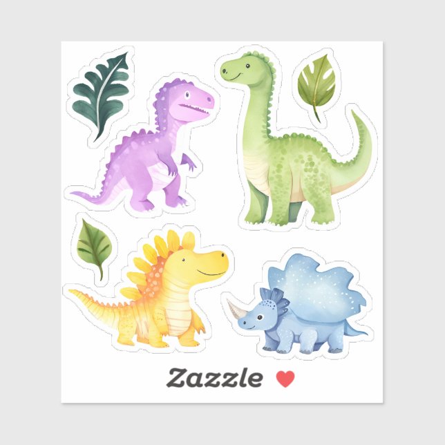 Cute Colourful Dinosaur Kids Birthday Party Favour (Sheet)