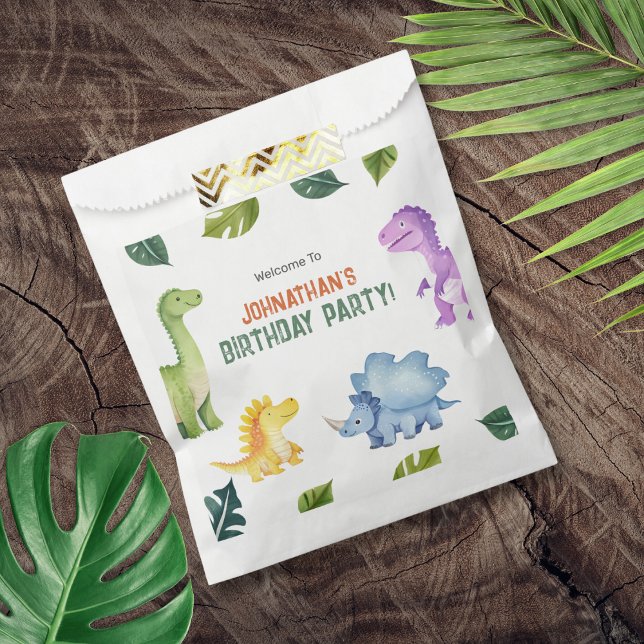 Cute Colourful Dinosaur Kids Birthday Party  Favour Bags (Cute Colorful Dinosaur Kids Birthday Party Favor Bag)