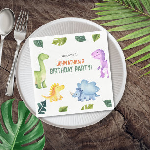 Cute Colourful Dinosaur Kids Birthday Party Napkin