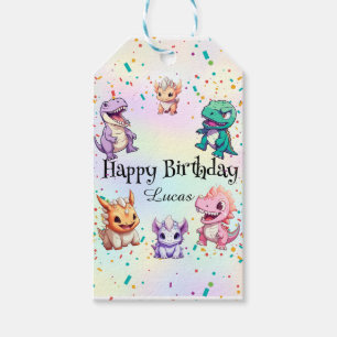 Cute colourful dinosaur School kids Birthday party Gift Tags