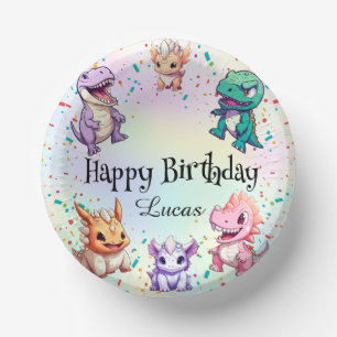 Cute colourful dinosaur School kids Birthday party Paper Plate