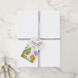 Cute Colourful Dinosaur Theme Birthday Thank You Gift Tags