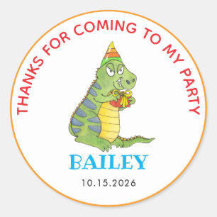 Cute Colourful Dinosaur Themed Kid Birthday Classic Round Sticker