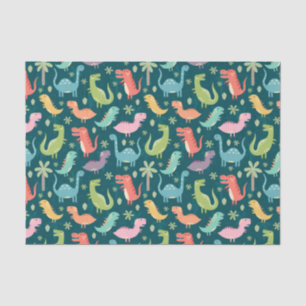 Cute Colourful Dinosaurs at Night  Tissue Paper
