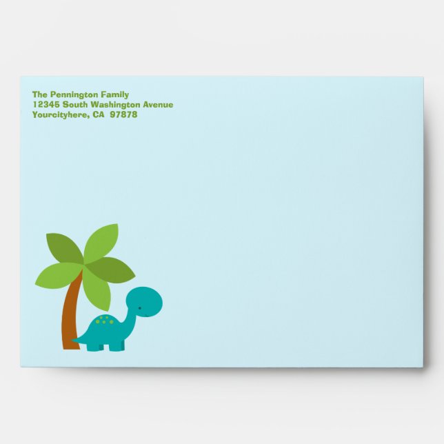 Cute colourful dinosaurs customisable envelope (Front)