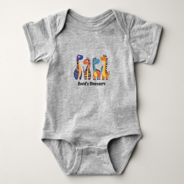 Cute Colourful Dinosaurs Design  Baby Bodysuit (Front)