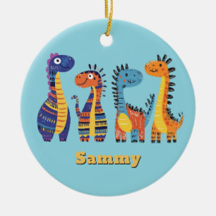 Cute Colourful Dinosaurs Design Ornament