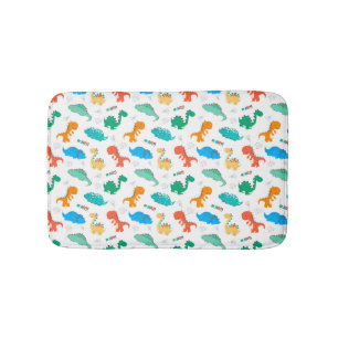 Cute Colourful Dinosaurs Illustrated Pattern Bath Mat