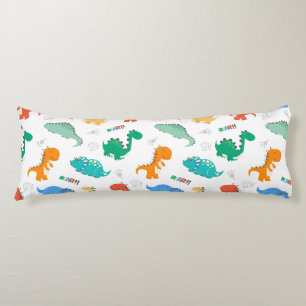 Cute Colourful Dinosaurs Illustrated Pattern Body Cushion
