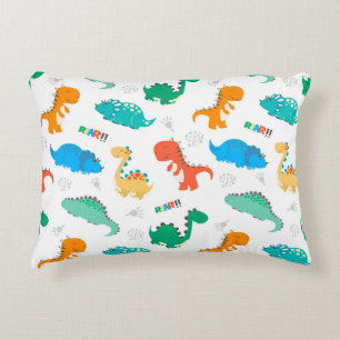 Cute Colourful Dinosaurs Illustrated Pattern Decorative Cushion