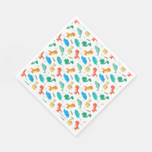 Cute Colourful Dinosaurs Illustrated Pattern Napkin