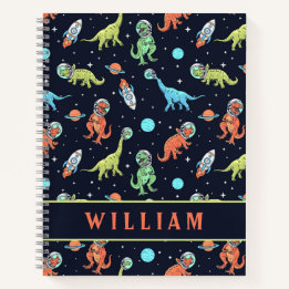 Cute Colourful Dinosaurs in space Fun Pattern Notebook