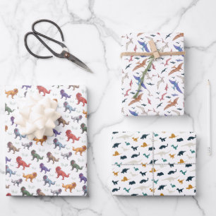 Cute Colourful Dinosaurs Kids Wrapping Paper Set