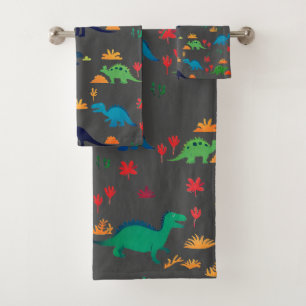Cute Colourful Dinosaurs Pattern  Bath Towel Set