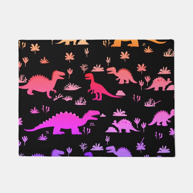 Cute Colourful Dinosaurs Pattern  Doormat (Front)