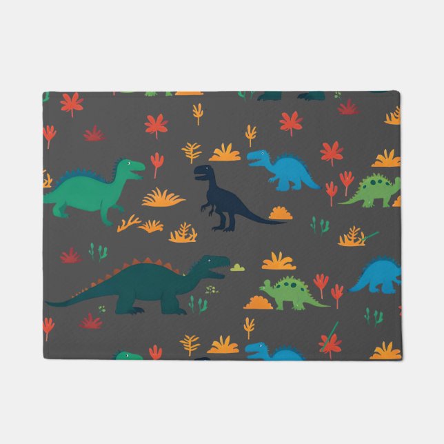 Cute Colourful Dinosaurs Pattern  Doormat (Front)