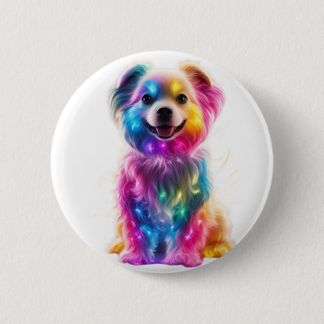 Cute Colourful Dog 6 Cm Round Badge (Front)