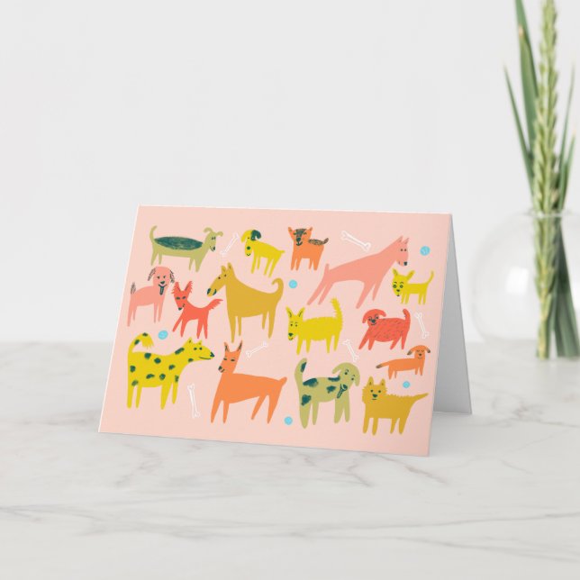 Cute Colourful Dogs CUSTOM ANNIVERSARY Card (Front)