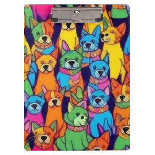 Cute colourful dogs happy dogs clipboard