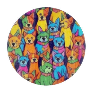 Cute colourful dogs happy dogs cutting board