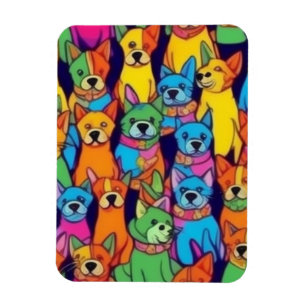 Cute colourful dogs happy dogs magnet
