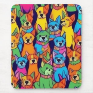 Cute colourful dogs happy dogs mouse mat