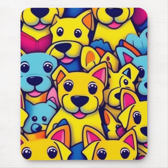 Cute colourful dogs happy dogs mouse mat (Front)