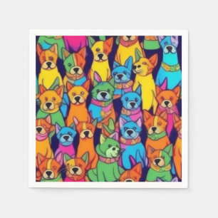 Cute colourful dogs happy dogs napkin