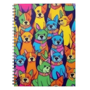 Cute colourful dogs happy dogs notebook