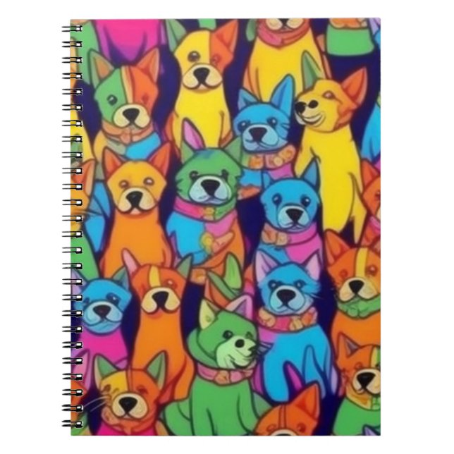 Cute colourful dogs happy dogs notebook (Front)