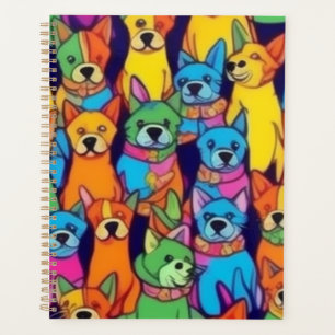 Cute colourful dogs happy dogs planner