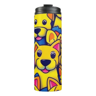Cute colourful dogs happy dogs thermal tumbler