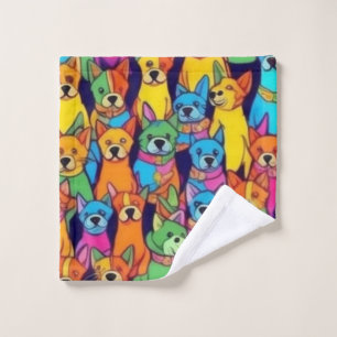 Cute colourful dogs happy dogs wash cloth