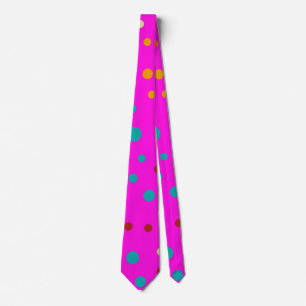 Cute Colourful Dots Pink Tie