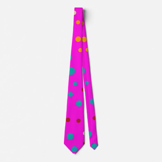Cute Colourful Dots Pink Tie (Front)