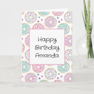 Cute Colourful Doughnut Pattern Birthday Card
